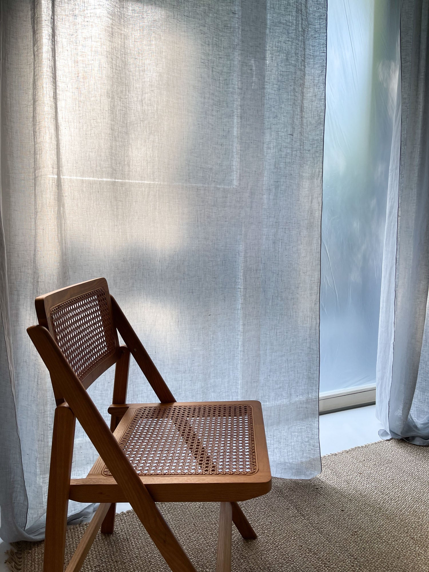 Linnen Mousseline Gordijn in Lichtgrijs, 1 stuk