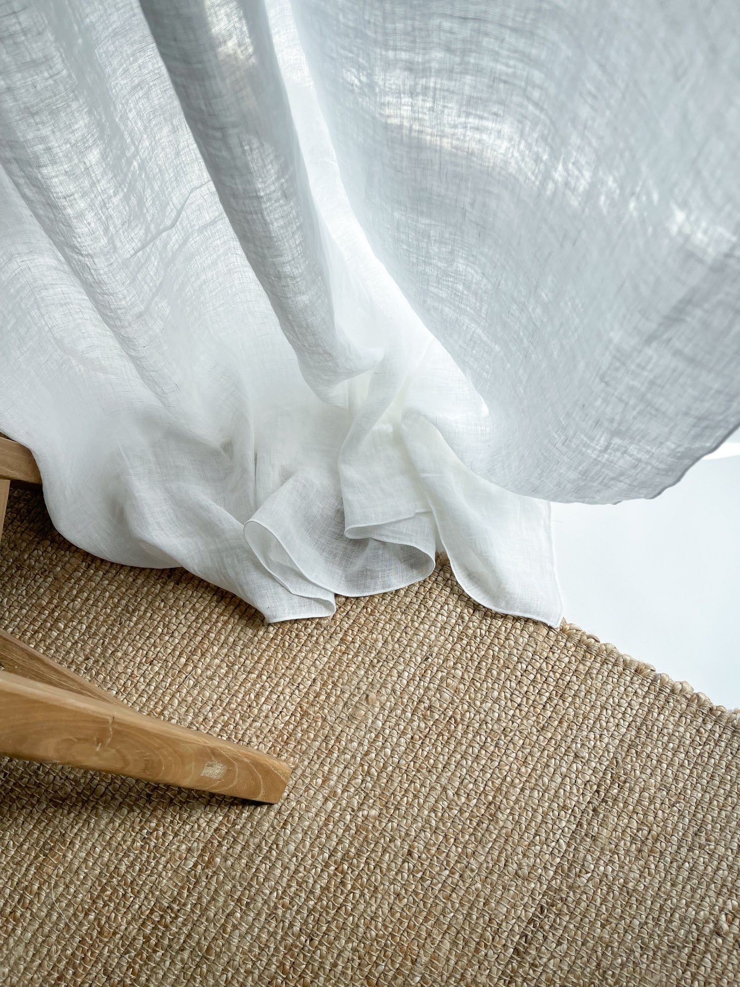 Linnen Mousseline Gordijn in Wit, 1 stuk