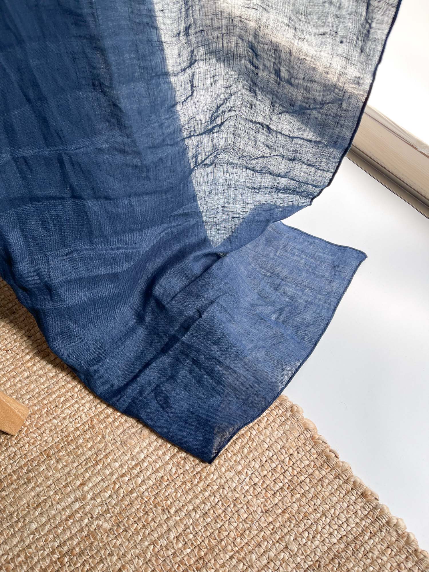 Linnen Mousseline Gordijn in Marineblauw, 1 stuk