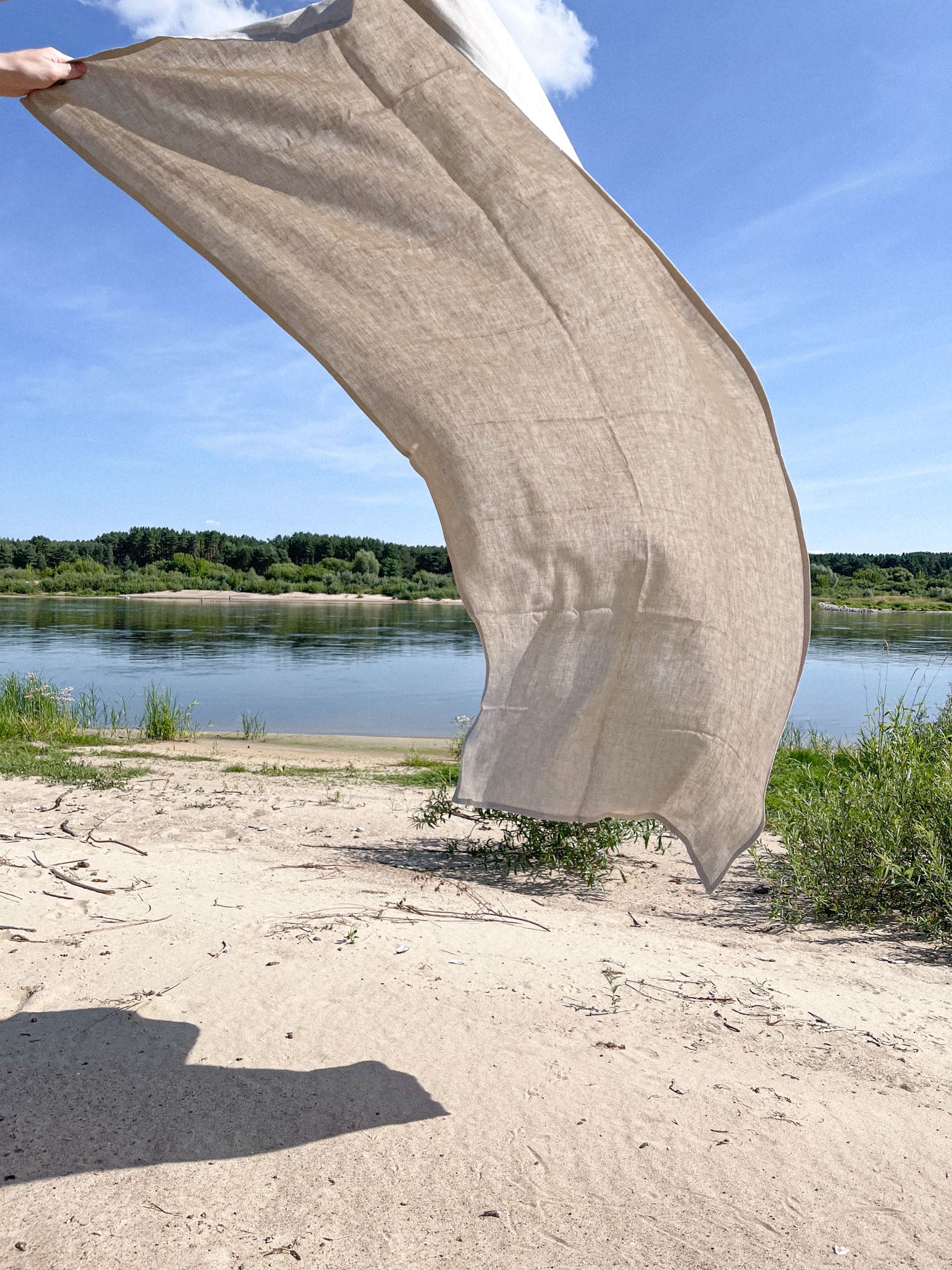 Beige Linnen Strandlaken