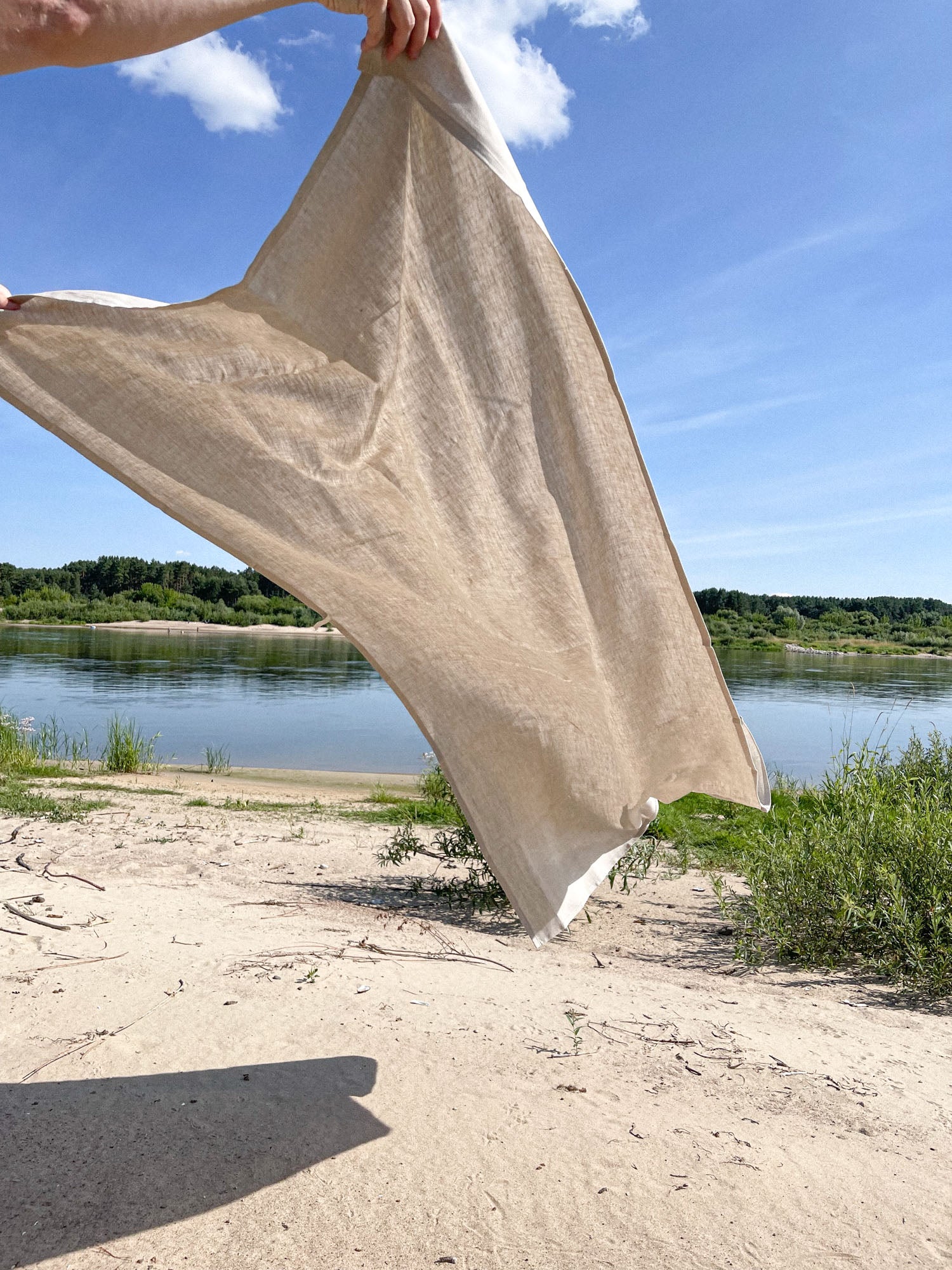 Beige Linnen Strandlaken