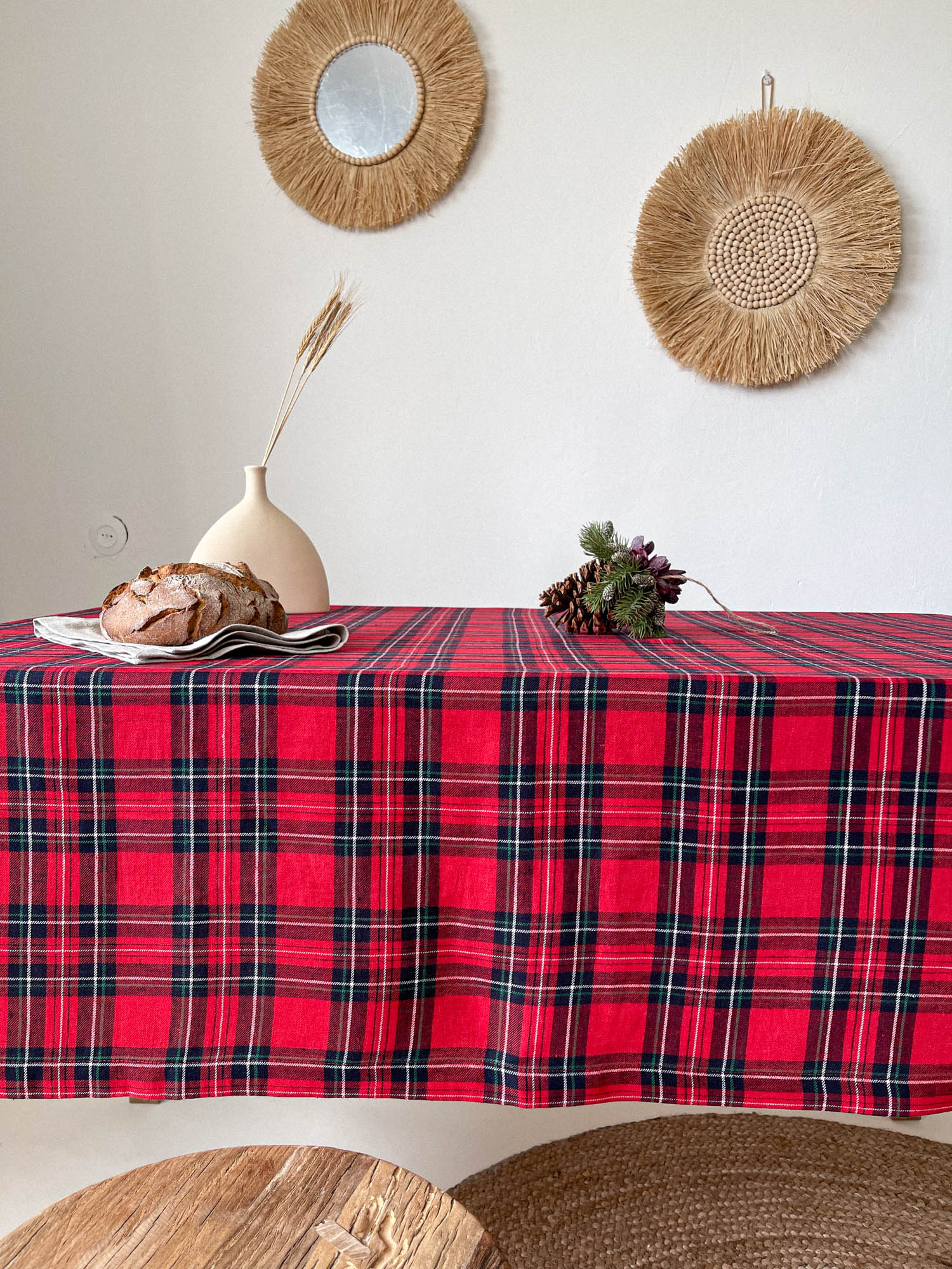 Tischdecke aus rotem Tartan Leinen - Linen Notes