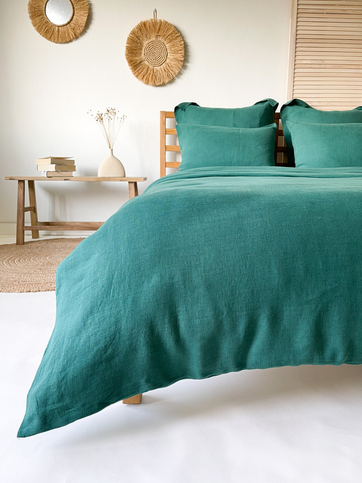 Housse de couette en lin - vert foncé - Linen Notes