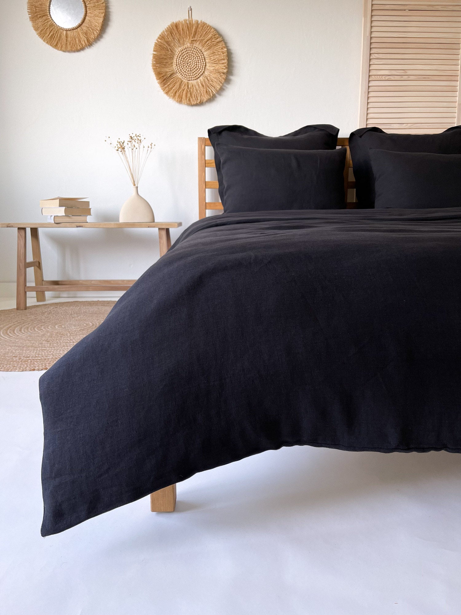 Housse de couette en lin - noir - Linen Notes