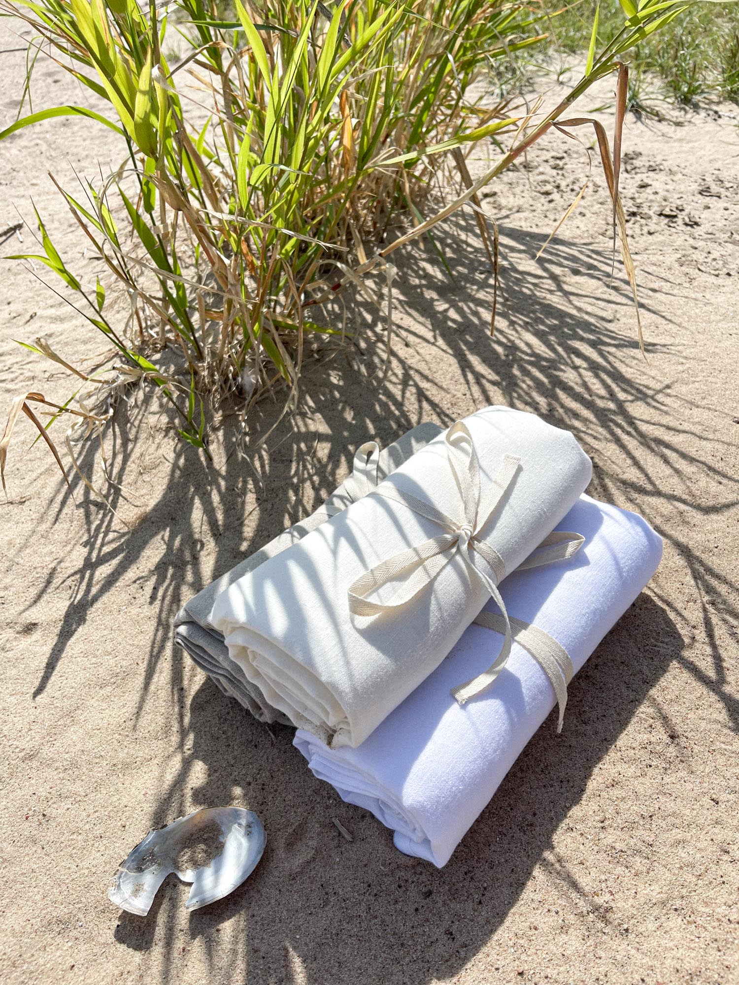 Strandtuch aus gewaschenem Leinen - gebrochen weiß